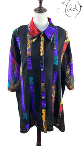 Vintage Graphic Silk Shirt – Festival Noir, Hardware detail | Sold Attire