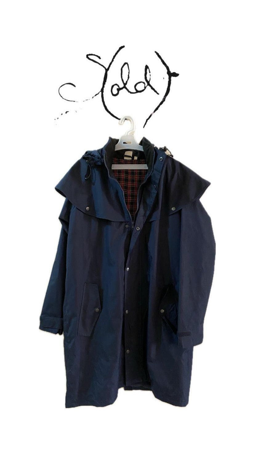 Navy Raincoat with Tartan Lining Jacket, jackets