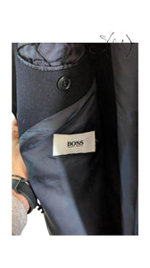 Vintage Hugo Boss Navy Wool Overcoat - Old Money Talk, Hardware detail | Sold Attire