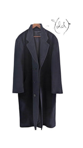 Vintage Hugo Boss Navy Wool Overcoat - Old Money Talk, Detail view | Sold Attire