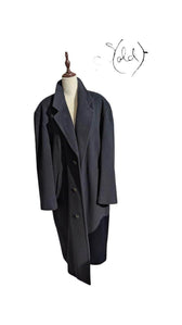Vintage Hugo Boss Navy Wool Overcoat - Old Money Talk, Interior view | Sold Attire
