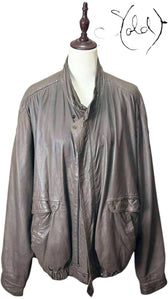 Vintage Leather Bomber Jacket – Streetwise Cool, Back view | Sold Attire