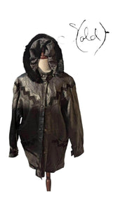 Vintage Leather Jacket – Real Fur Hood, Back view | Sold Attire