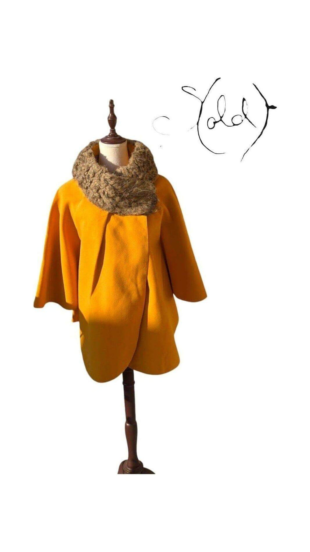 Vintage Mustard Cape – Old Money Elegance, Back view | Sold Attire
