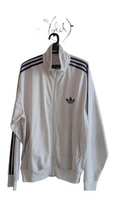 White Adidas Track Jacket – Retro Style, Authenticated Pre-Owned | Sold Attire