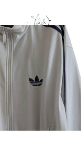 White Adidas Track Jacket – Retro Style, Back view | Sold Attire