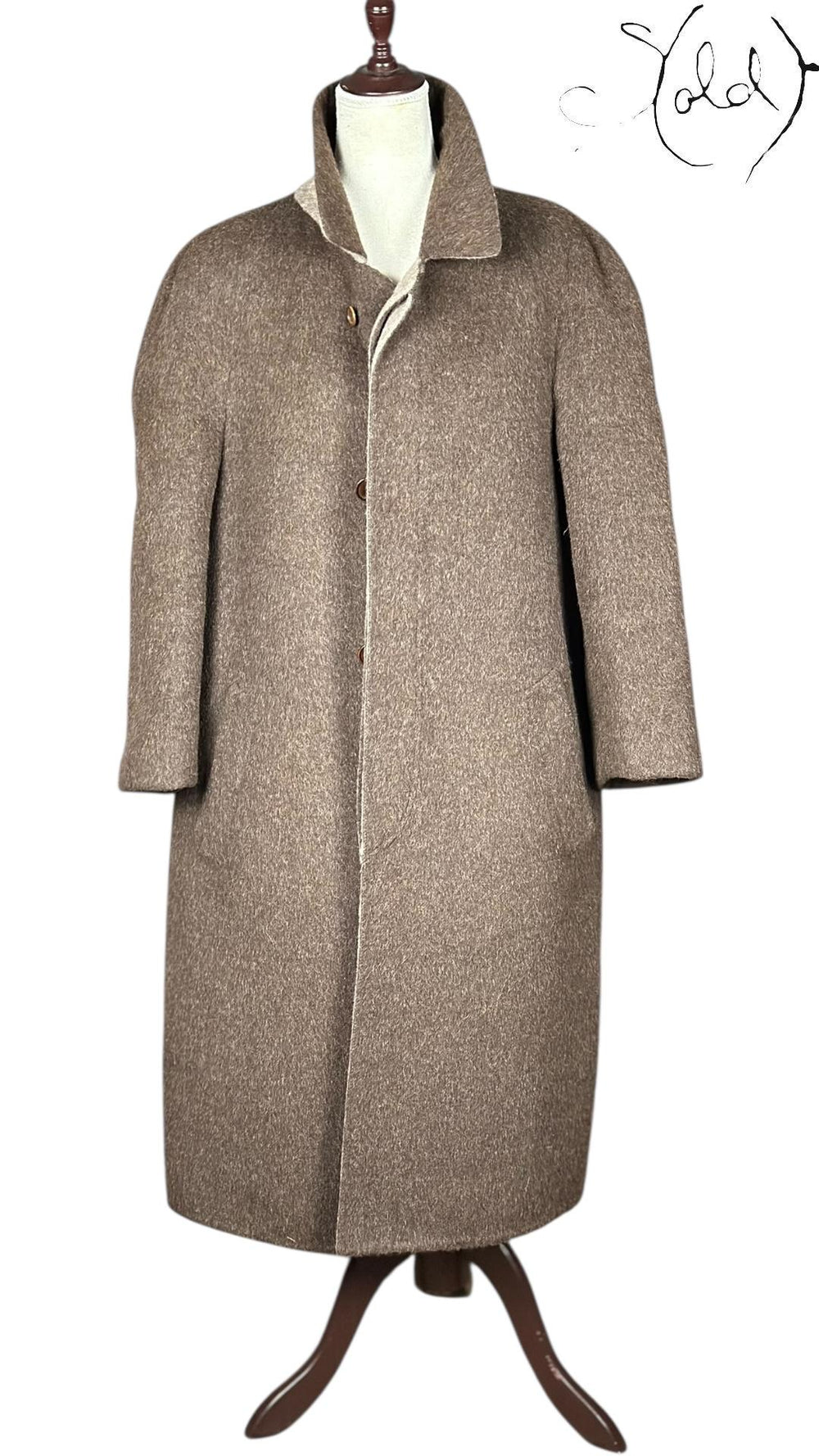 Yves Saint Laurent Alpaca Overcoat Taupe, Interior view | Sold Attire