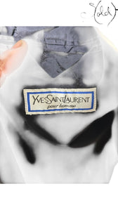 Yves Saint Laurent Double-Breasted Blazer Charcoal Grey Satin 1990s, Detail view | Sold Attire