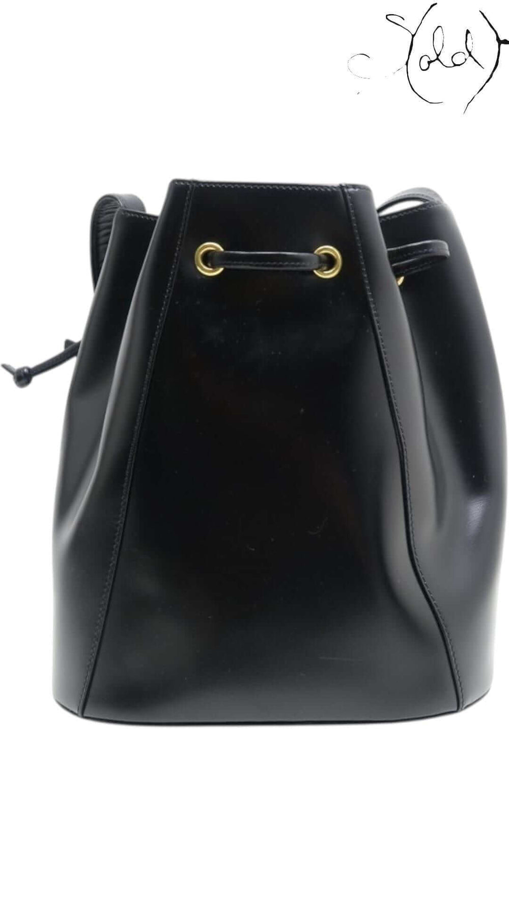 YVES SAINT LAURENT Medallion Bucket Bag – Black Leather, Back view | Sold Attire