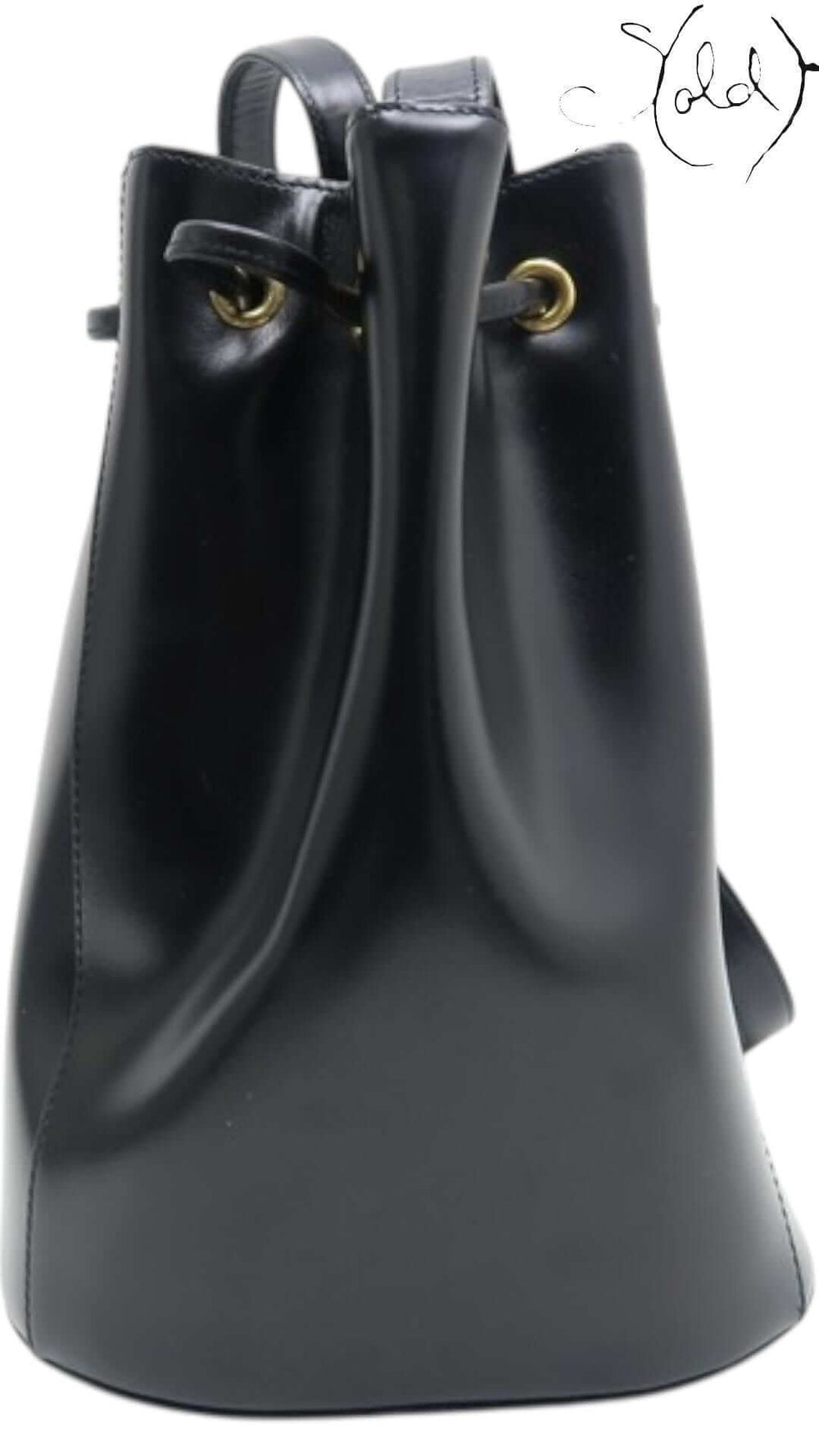 YVES SAINT LAURENT Medallion Bucket Bag – Black Leather, Interior view | Sold Attire