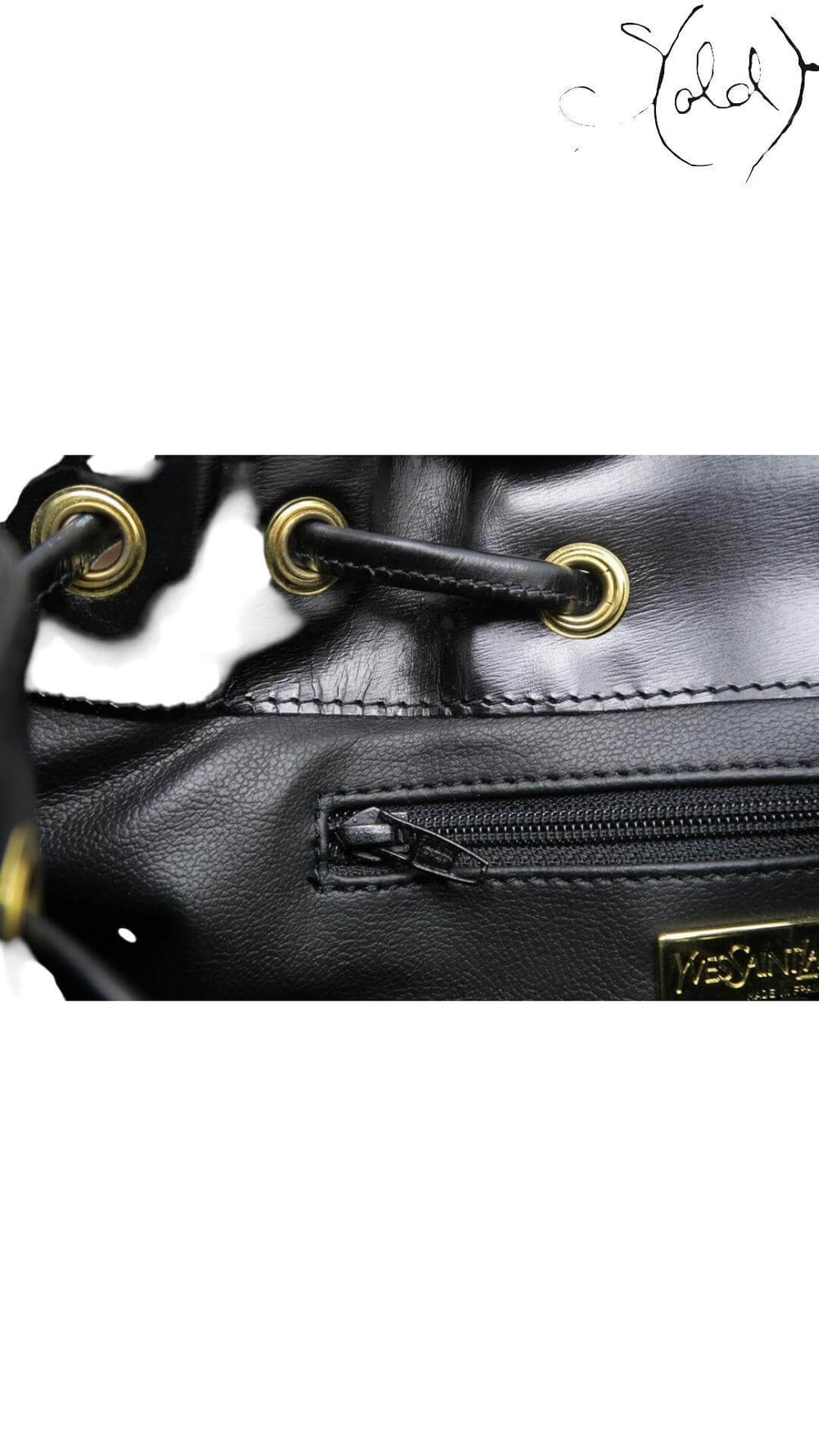 YVES SAINT LAURENT Medallion Bucket Bag – Black Leather, Base view | Sold Attire
