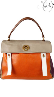 Yves Saint Laurent Muse Two Large Tri-Colour Purple Orange Brown 2000s