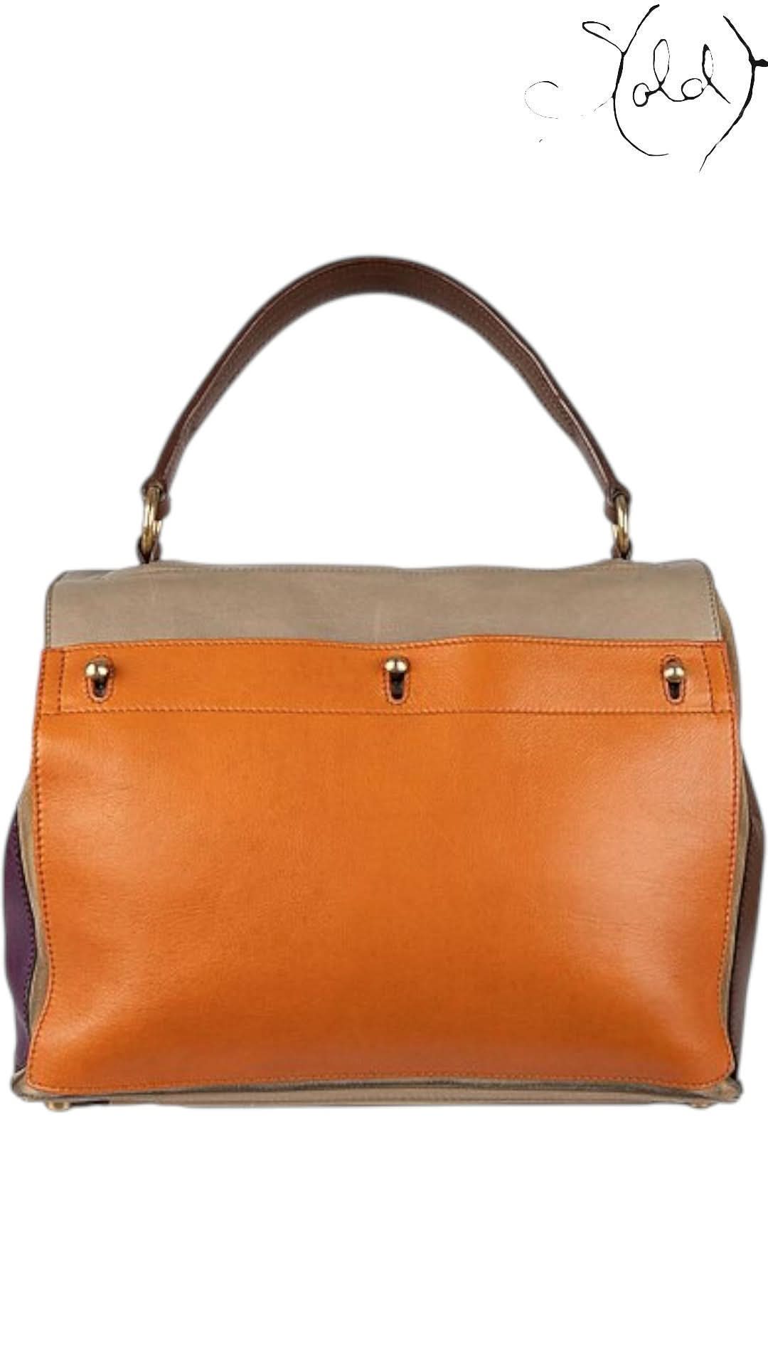 Yves Saint Laurent Tote Bag Yves Saint Laurent Tri - Color Large Muse Two Purple Orange Brown 2000s | Sold Attire