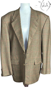 Yves Saint Laurent Wool Houndstooth Blazer Brown 1980s Size 50, Detail view | Sold Attire