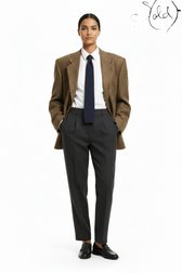 Yves Saint Laurent Wool Houndstooth Blazer Brown 1980s Size 50, Strap detail | Sold Attire
