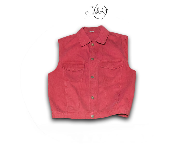 Red Denim Vest | Vintage Denim Vest | Sold