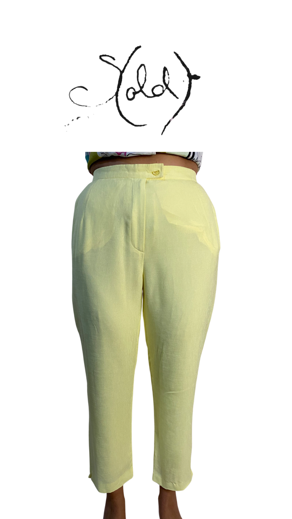 Women's Cropped Pants | Powder Yellow Cropped Pants | Sold